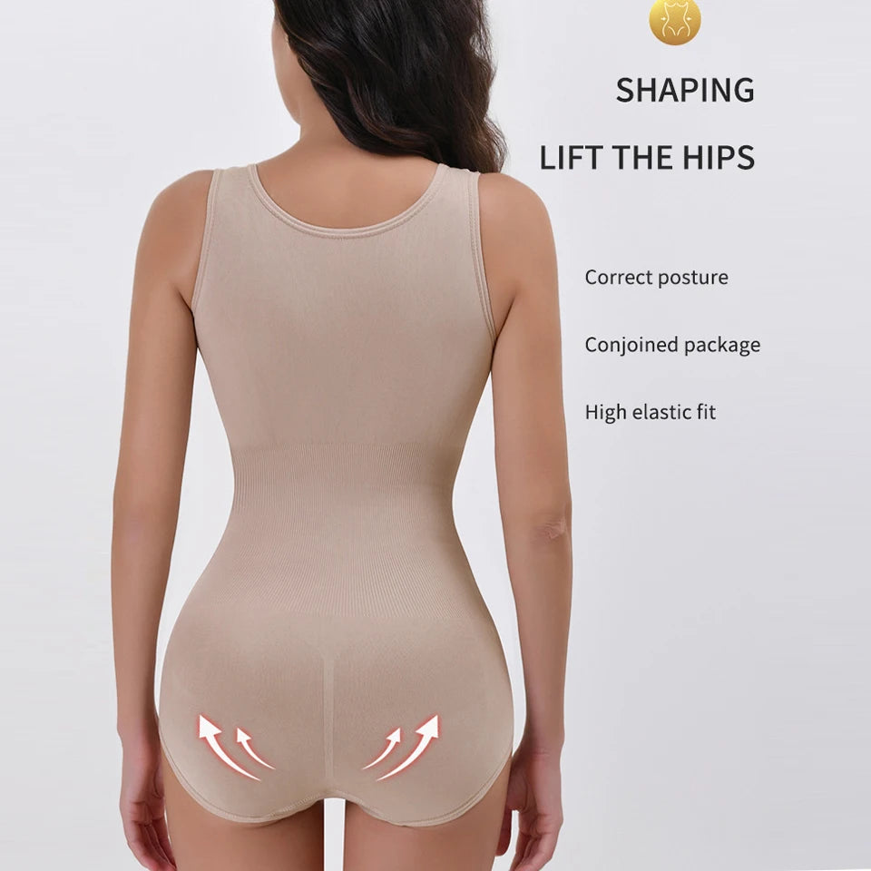 Bodysuit Shapewear With Zipper Belt Women Tummy Control Fajas
