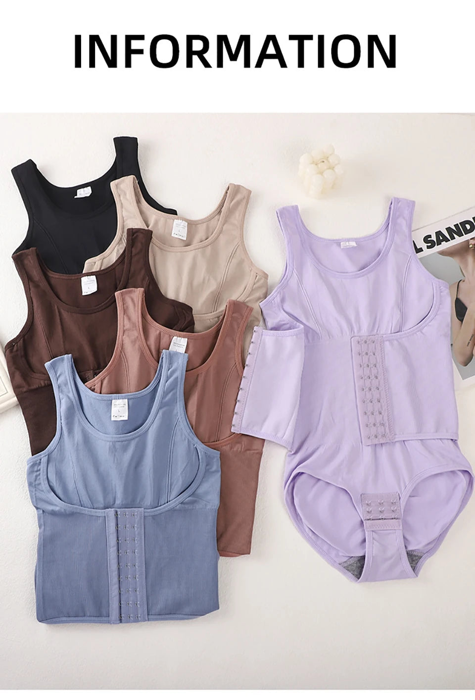 Bodysuit Shapewear With Zipper Belt Women Tummy Control Fajas