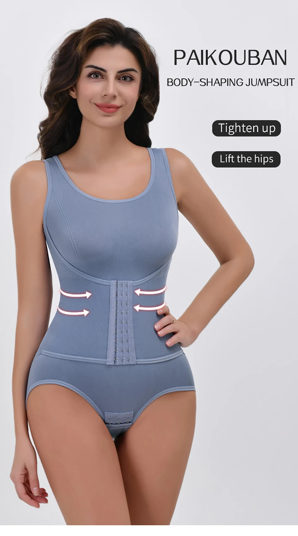 Bodysuit Shapewear With Zipper Belt Women Tummy Control Fajas