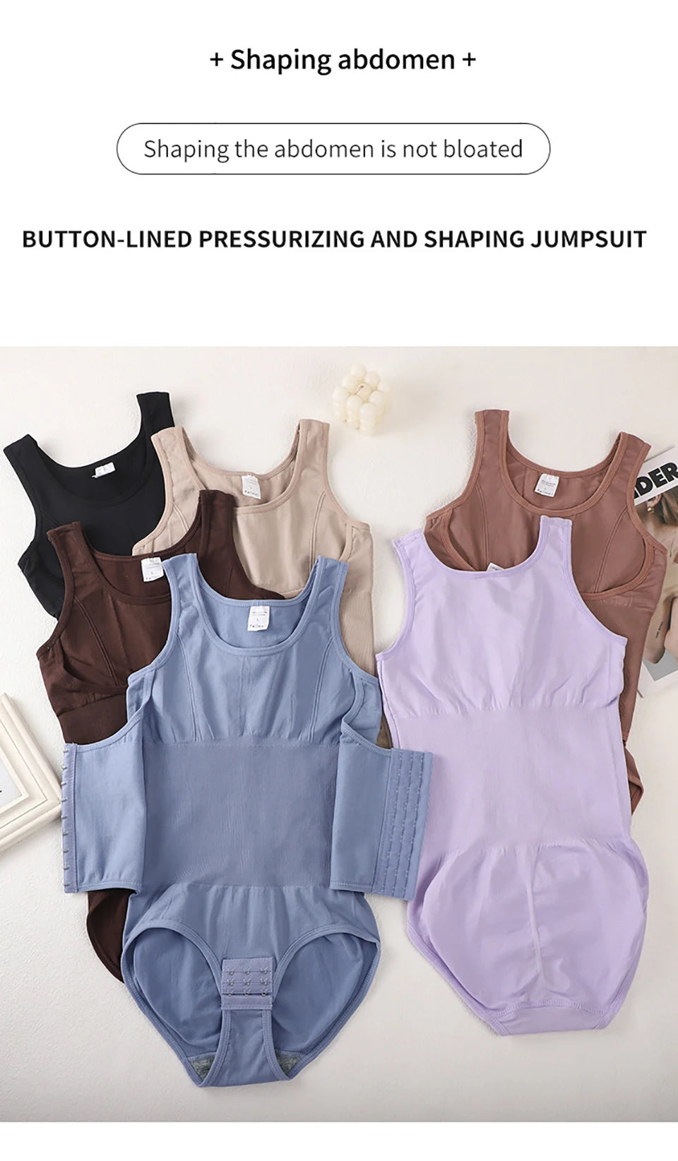 Bodysuit Shapewear With Zipper Belt Women Tummy Control Fajas
