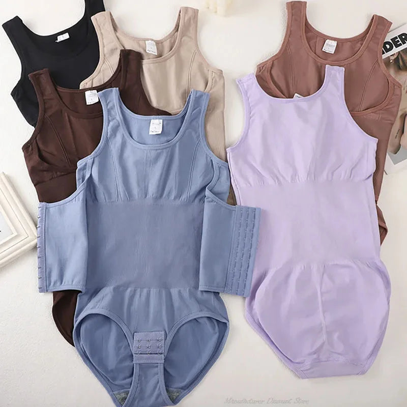 Bodysuit Shapewear With Zipper Belt Women Tummy Control Fajas