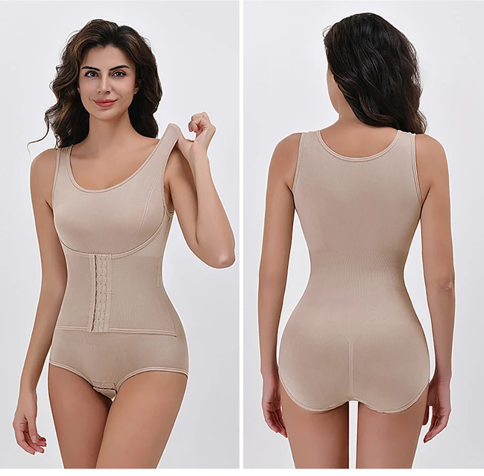 Bodysuit Shapewear With Zipper Belt Women Tummy Control Fajas