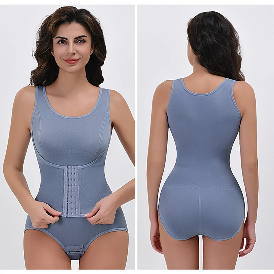 Bodysuit Shapewear With Zipper Belt Women Tummy Control Fajas