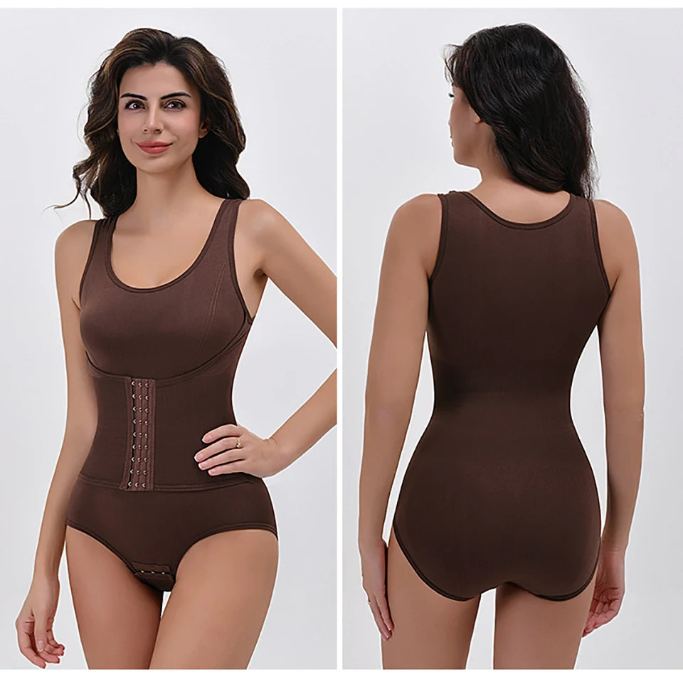 Bodysuit Shapewear With Zipper Belt Women Tummy Control Fajas